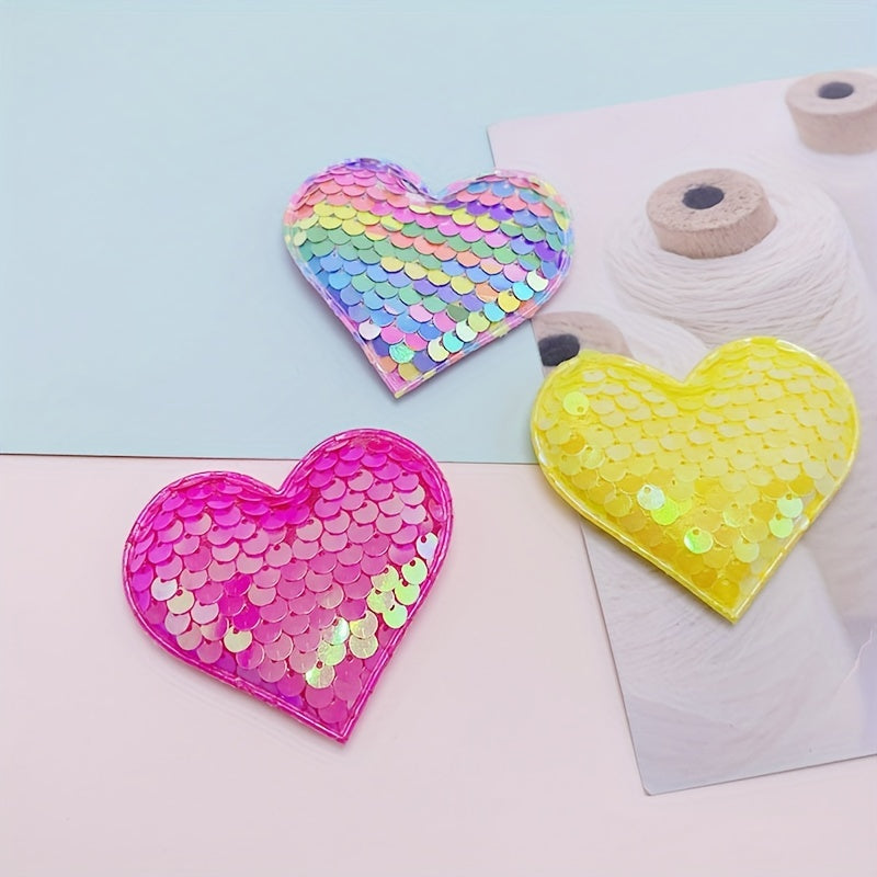 Sequins Heart Shaped Cloth Stickers for Baby Girls