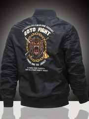 Embroidered Men's Slim Fit Street Jacket Windproof Motorcycle Jacket