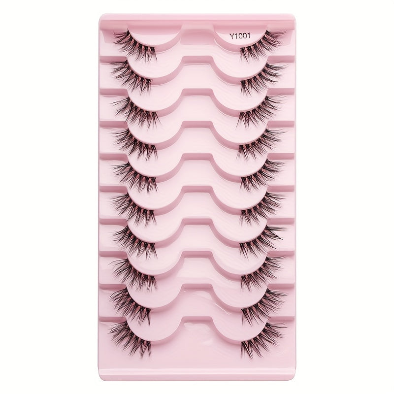 10 Pairs Half Lashes Clear Band Eye Elongated Eyelashes Natural Volume Thick