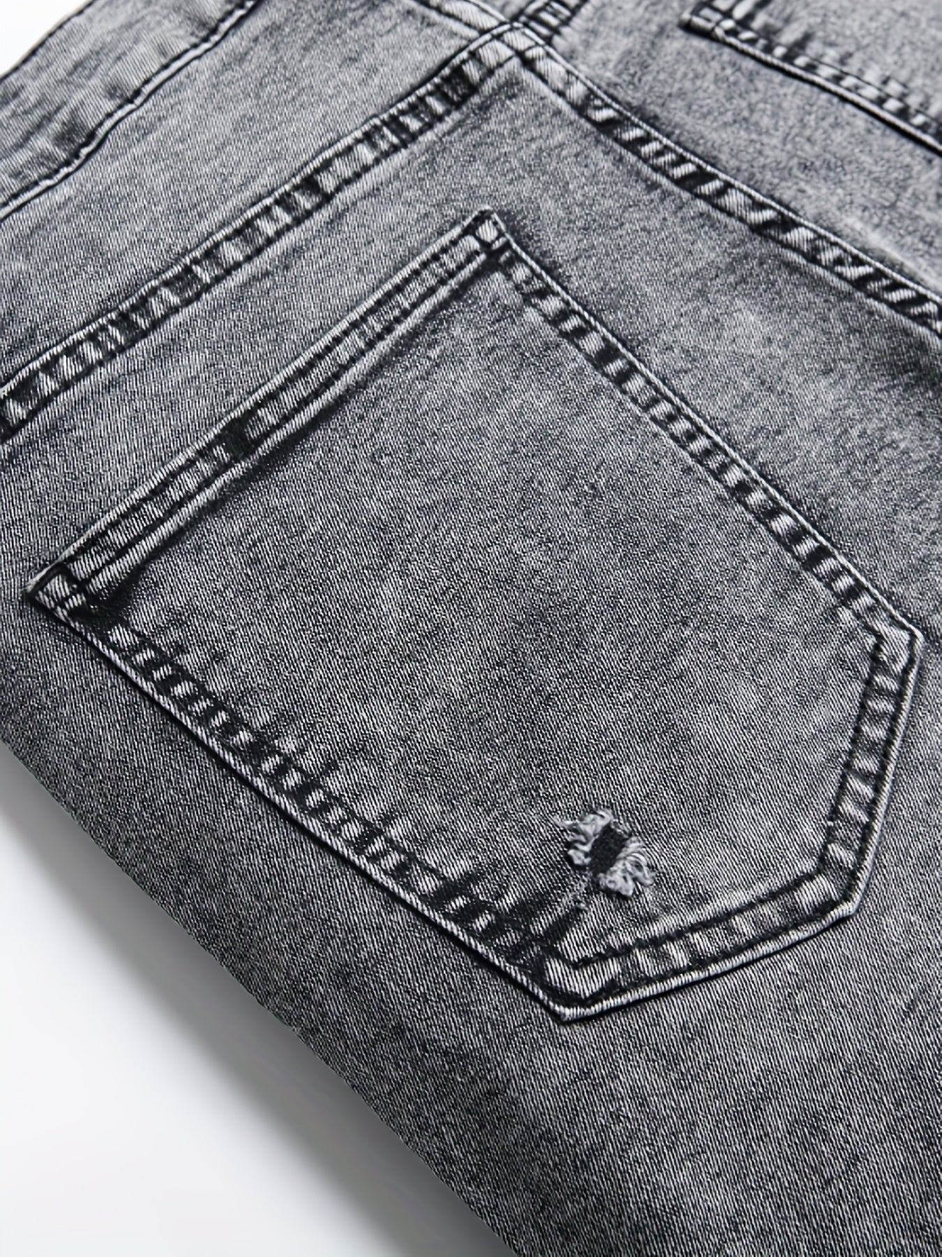 Men's Distressed Denim Shorts Medium Stretch Casual Street Style