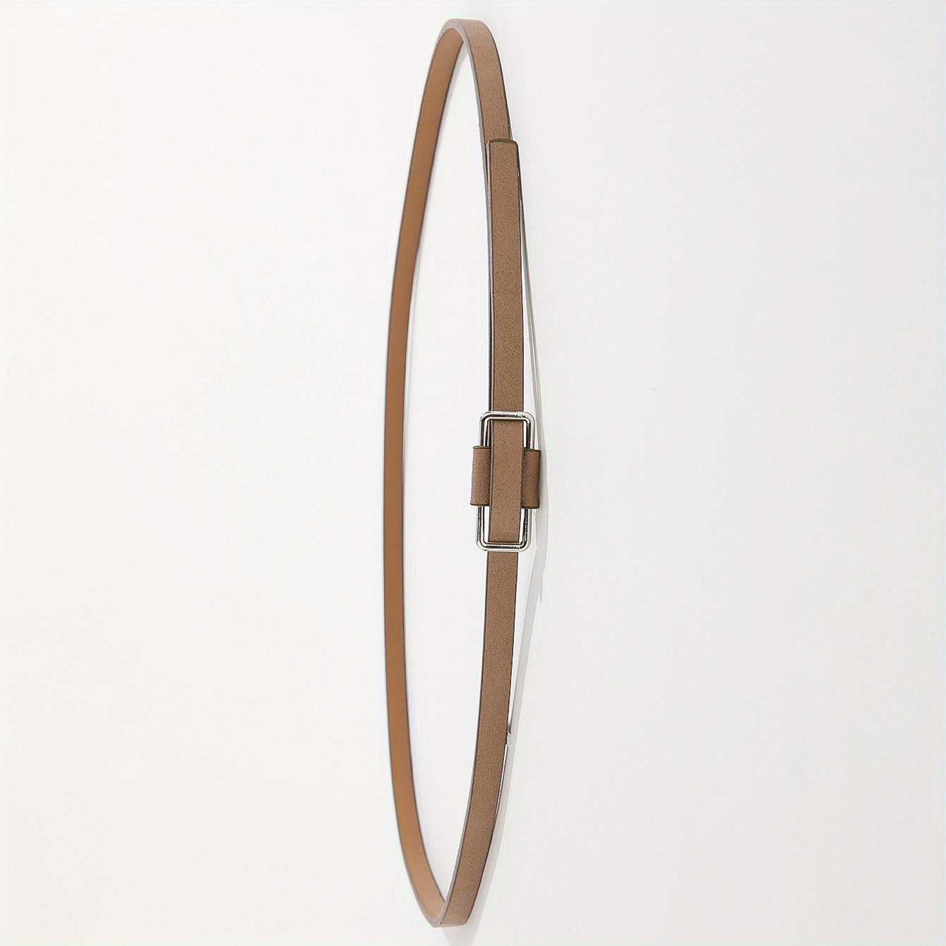 Beige PU Leather Belt with Metal Buckle for Women