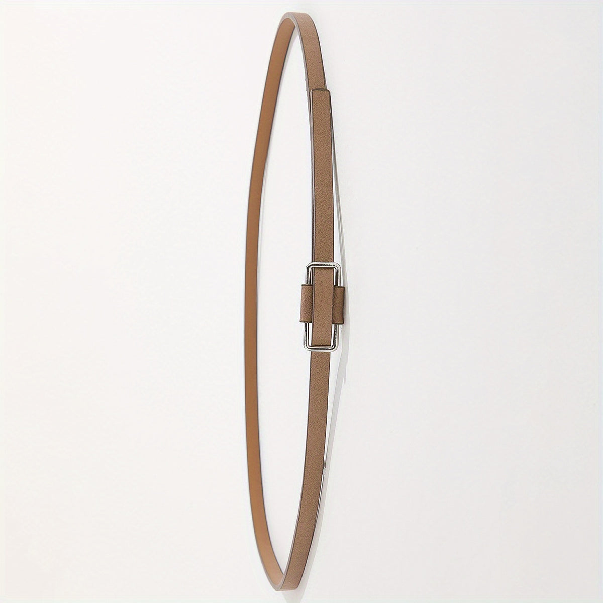 Beige PU Leather Belt with Metal Buckle for Women