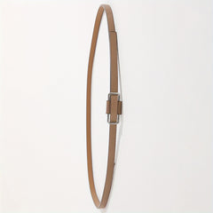 Beige PU Leather Belt with Metal Buckle for Women