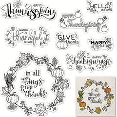 Fall Thanksgiving Pumpkin Leaf Clear Stamps for DIY Crafts