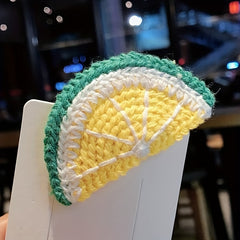 5pcs Fruit Charm Hair Clip Cartoon Barrette Knitted Hair Pin