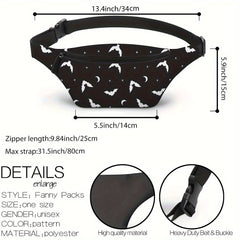 Halloween Bat Print Waist Bag for Outdoor Running