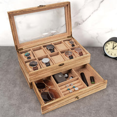 Emfogo 10 Slot Watch Case Wooden Organizer