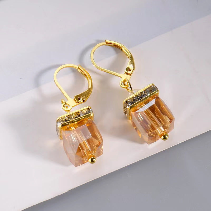 Zircon Stone Hoop Drop Earrings 925 Silver Plated Women Gift