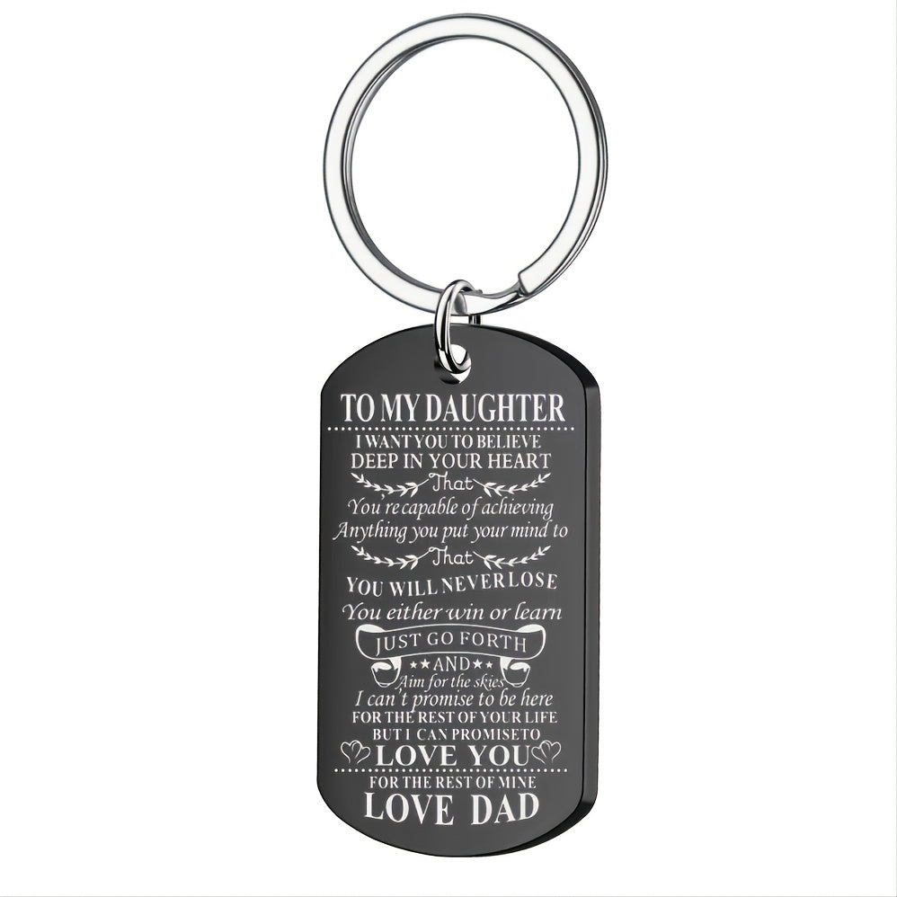 Stainless Steel Slogan Necklace Keychain Graduation Gift from Mom and Dad