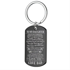 Stainless Steel Slogan Necklace Keychain Graduation Gift from Mom and Dad