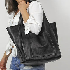 Vintage Faux Leather Tote Bag Classic Style Large Handbag for Women