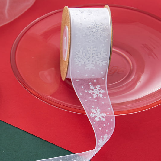 10m Christmas Snowflake Gift Decoration Ribbon Snowflake Pattern