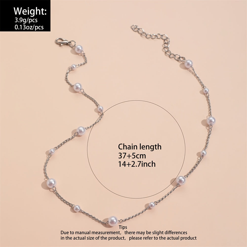 Pearl Chain Necklace Delicate Jewelry Party Decor For Women Girls Gift