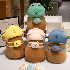 Anime Style Capybara Plush Toy with Headbands Dark Brown