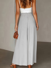  Solid Wide Leg Trousers With Pockets