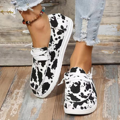 Women's Flat Canvas Shoes Lightweight Low Top Lace Up Loafers