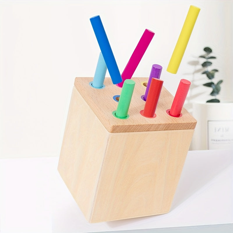 Wooden Shape Sorting Toy with Pegs Hand Eye Coordination Fun