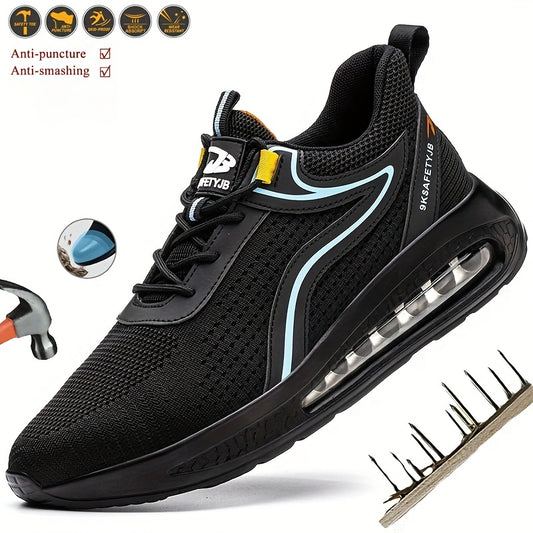 Men's Steel Toe Work Safety Shoes Breathable Knitted Non Slip Puncture Proof