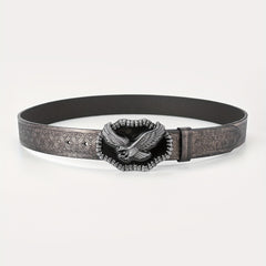 Men's Embossed Buckle Belt PU Leather Cowboy Suit Waist Strap
