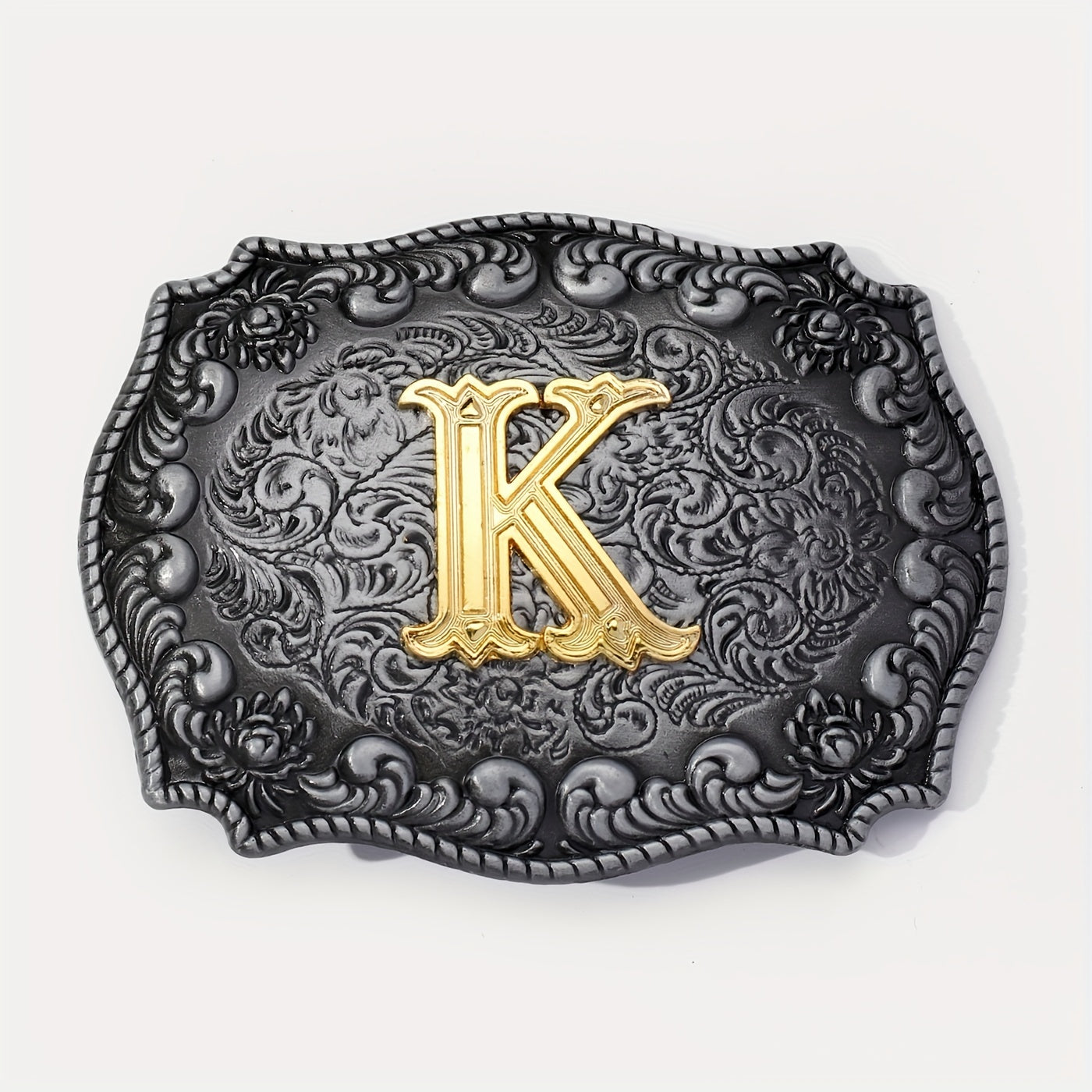 Vintage Gothic Floral Engraved Western Belt Buckle