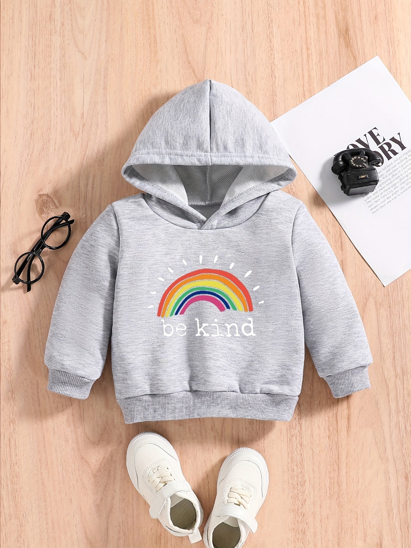 Rainbow BE KIND Baby Boys Hooded Sweatshirt Spring Fall