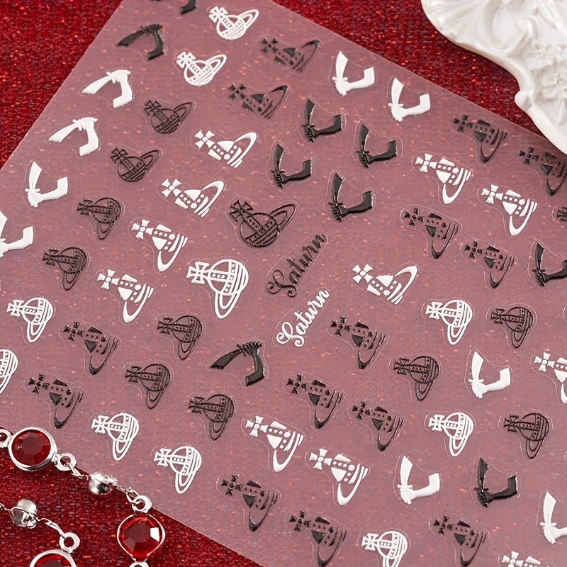 3D Happy Planet Nail Stickers English Letters Self-adhesive Decals