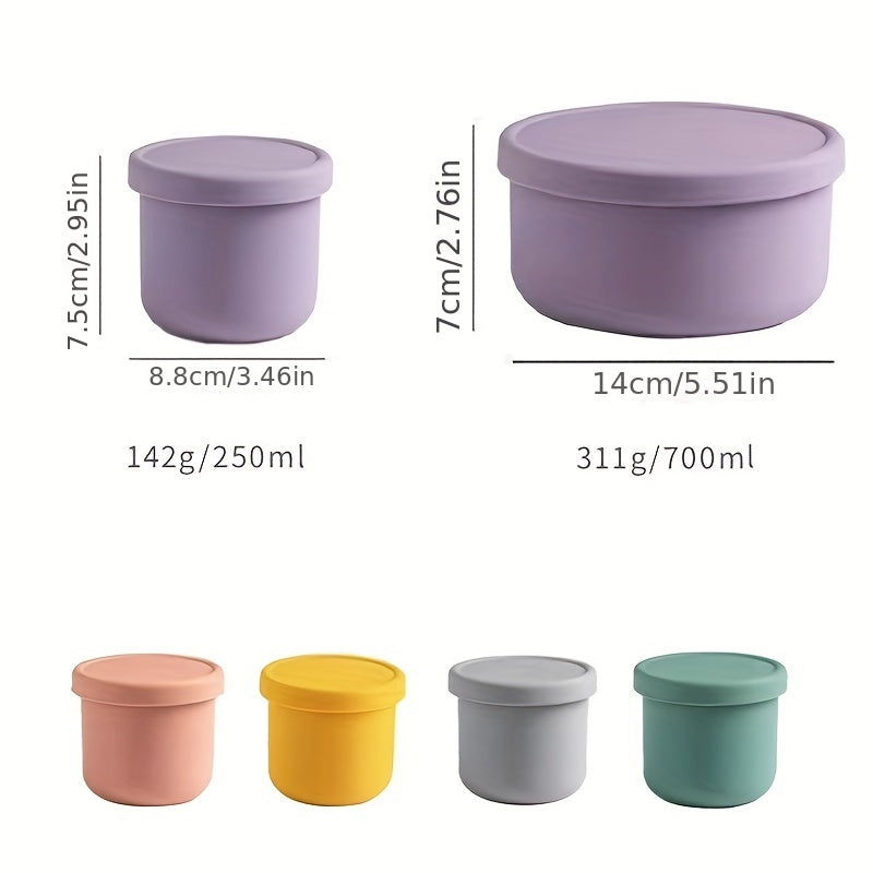 2pcs Silicone Kids Bento Box Leak Proof Lunch Box No BPAs & Chemical Dyes