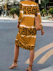 Plus Tie Dye & Leopard Print V-Neck Dress