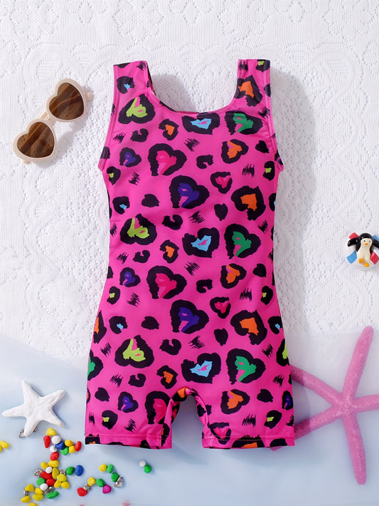 Girls Star Print One Piece Swimsuit Sleeveless Tank Top Shorts