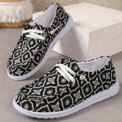 Geometric Pattern Flat Shoes Women's Shallow Mouth Casual Shoes
