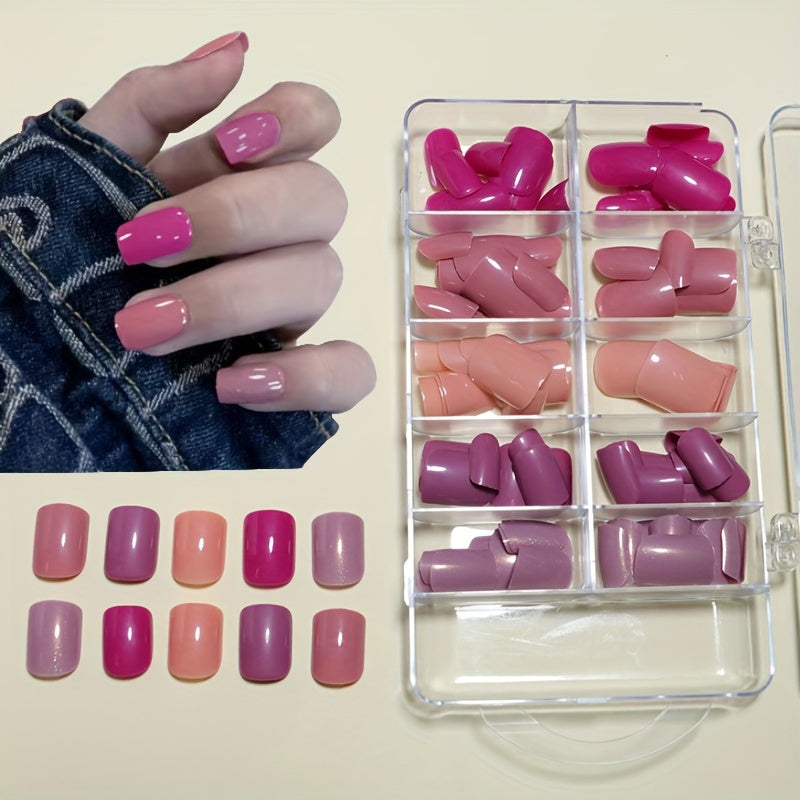 120pcs Glossy Short False Nail Tips Set with Box