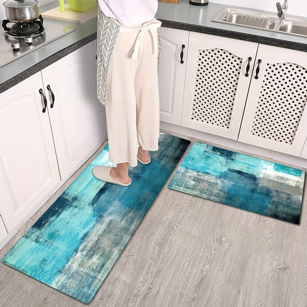 2pcs Soft Kitchen Floor Mat Waterproof Machine Washable Decorative