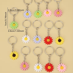 14pcs Flower Charm Keychain PVC Sun Flower Pendant Mother's Gift