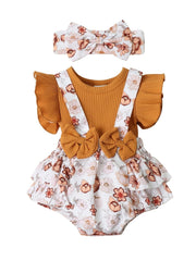2pcs Baby Girls Elephant Fly Sleeve Onesie & Headband Set