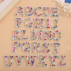 26pcs Pearl Rhinestone Letter Shape Patches DIY Clothing Accessories