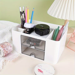 Cartoon Desktop Storage Box Transparent Drawer Type Desk Plastic Storage Box