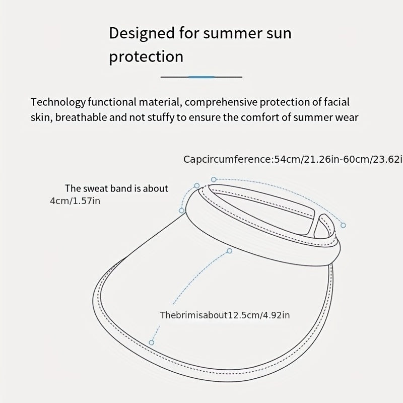 Breathable Ponytail Visor Hat UV Protection Sun Hat