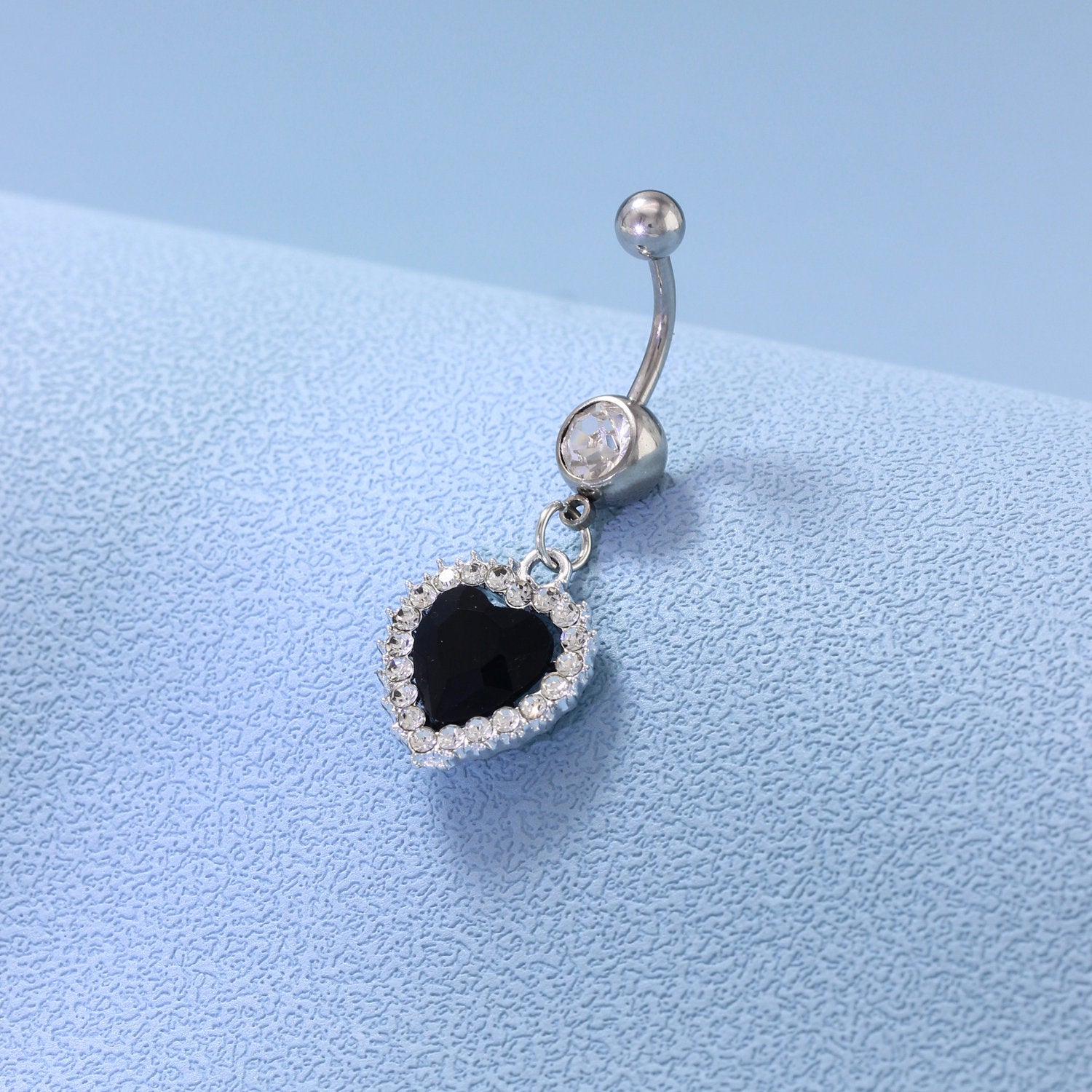 Heart Charm Belly Button Ring Stainless Steel Zircon Body Jewelry