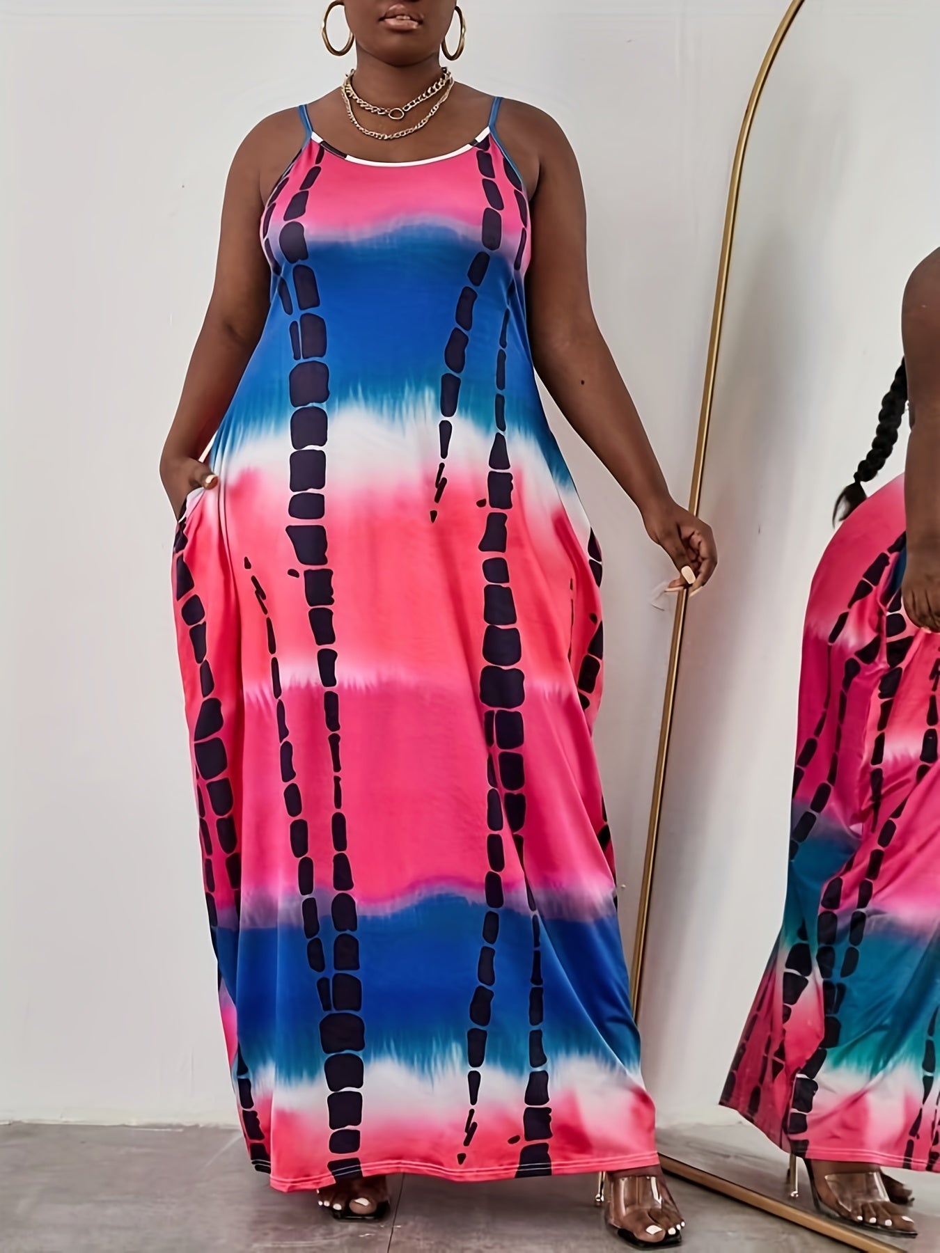  Casual Dress Women's Ombre Print Stretch Maxi Dress