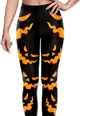  Pumpkin Print High Waisted Yoga Leggings