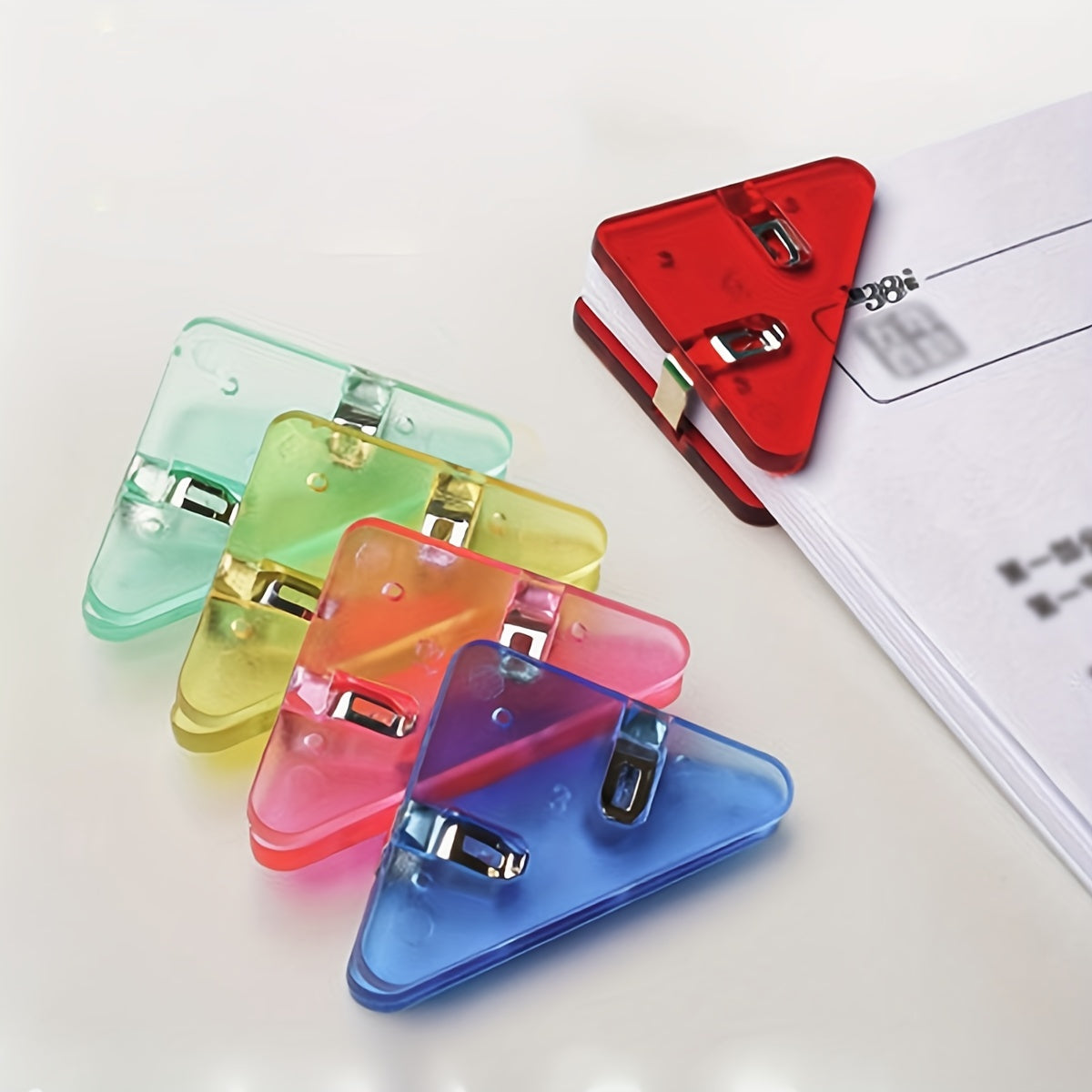 10pcs Triangle Transparent File Edge Clip School Supplies