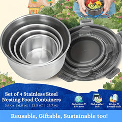 304 Round Stainless Steel Food Container Set with Lid