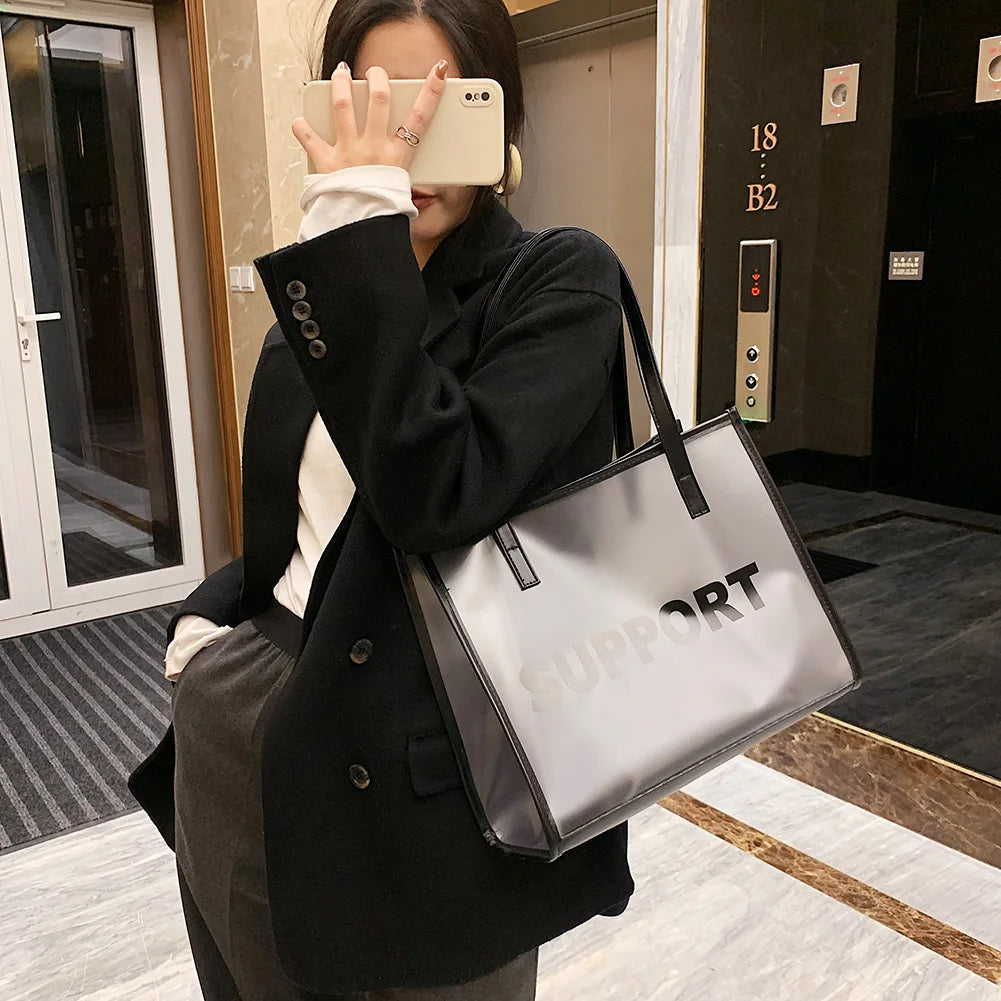2pcs Women Jelly Transparent Handbag Large Capacity Tote Shoulder Bags