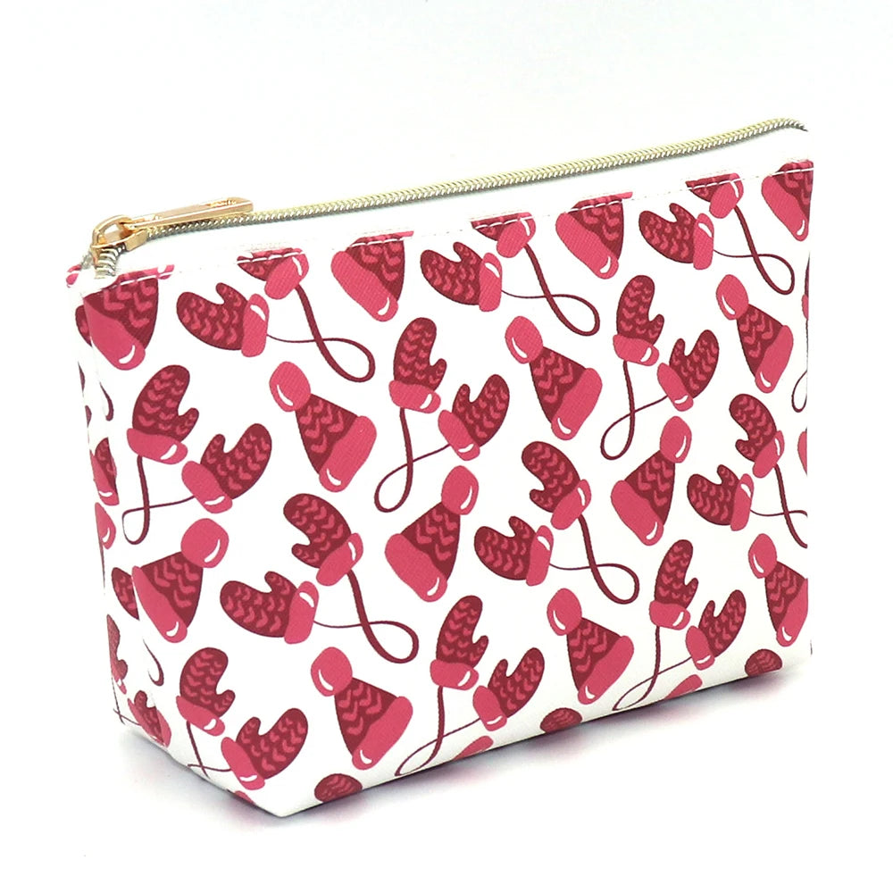 2pcs PU Leather Zipper Cosmetic Gift Bag Women Christmas Travel Beauty Case