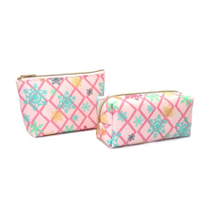 2pcs PU Leather Zipper Cosmetic Gift Bag Women Christmas Travel Beauty Case