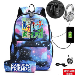 Rainbow Laptop Backpack Canvas Bag School Teenagers