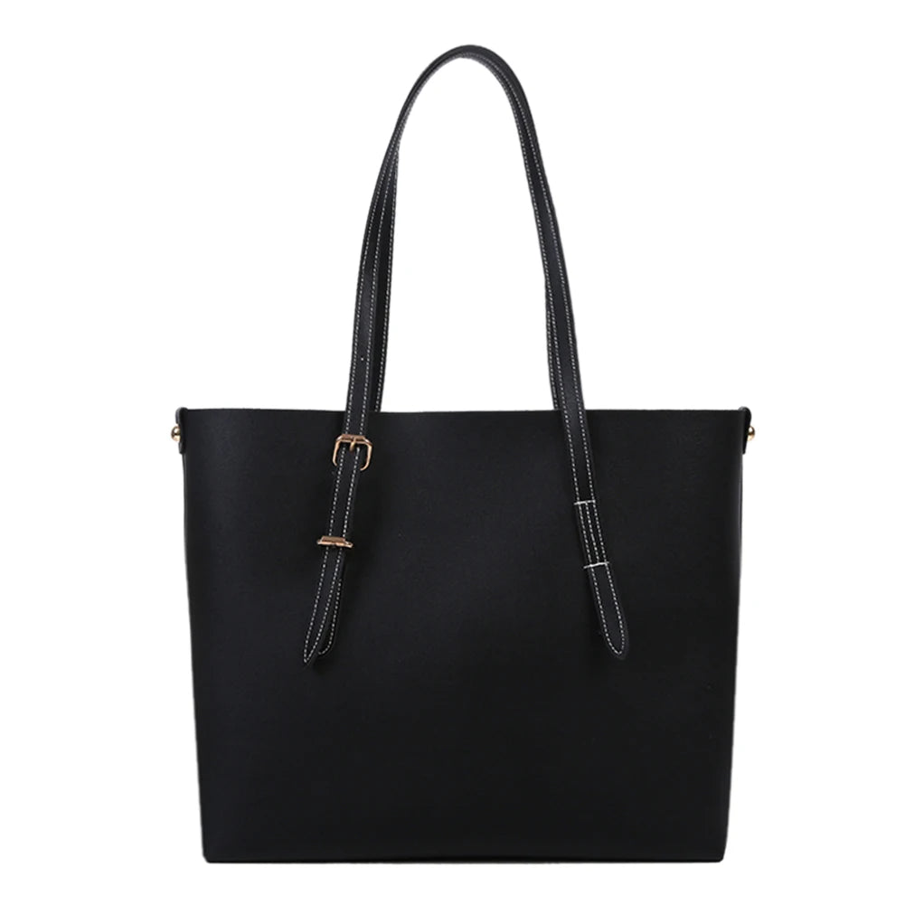 2pcs/Set PU Leather Handbag Women Casual Large Capacity Shoulder Tote Bags