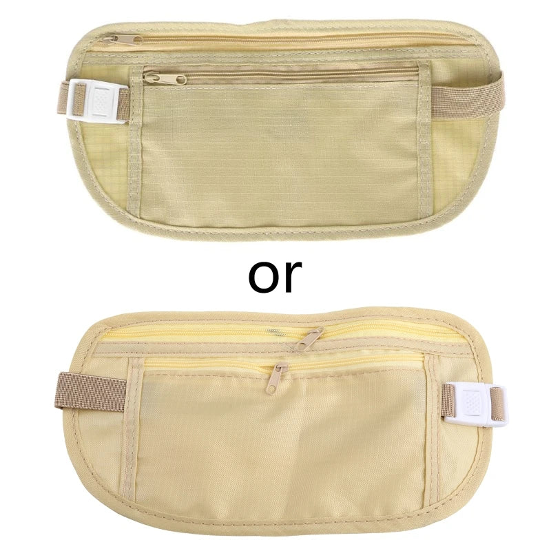 2pcs Travel Pouch Passport Money Waist Belt Bag