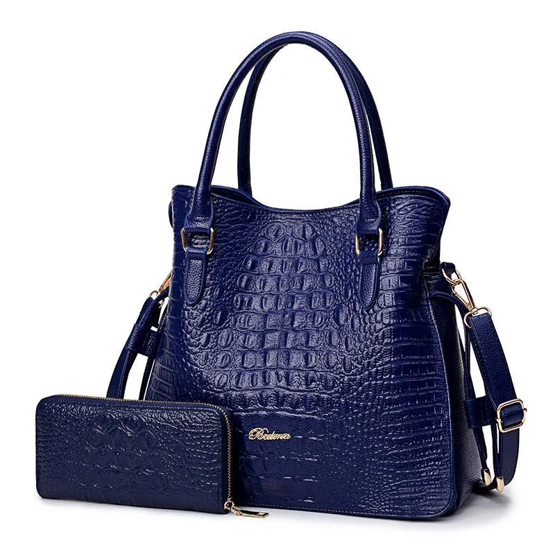 2pcs Crocodile PU Leather Shoulder Bags Set