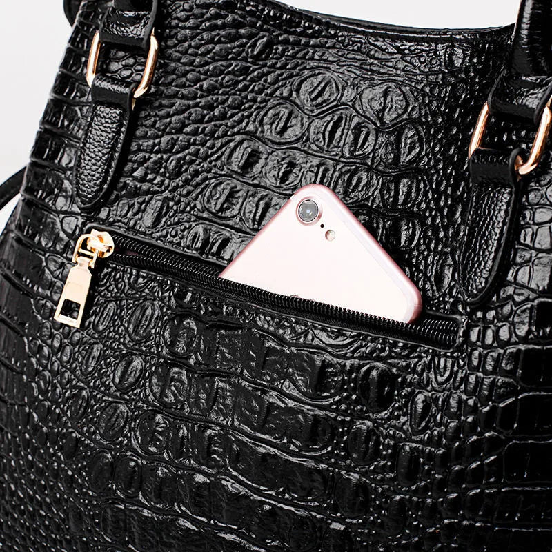 2pcs Crocodile PU Leather Shoulder Bags Set